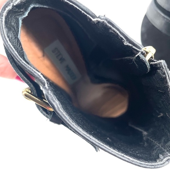 Steve Madden Amberr Black Suede Open Toe Booties - Picture 5 of 8